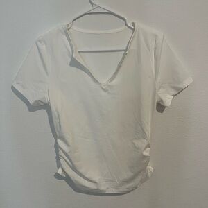 Classic White V-Neck Women's Top